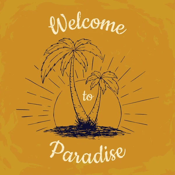 Benvenuti a Paradise t-shirt grafica — Vettoriale Stock