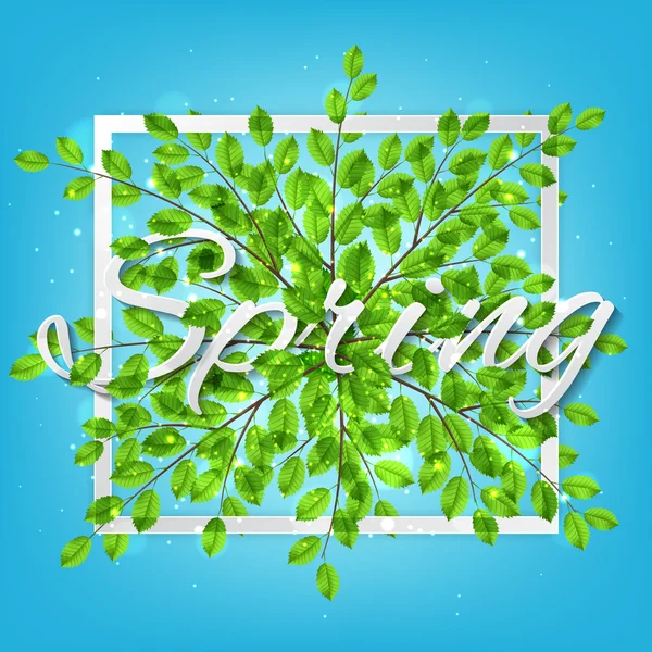 Spring nature banner with tree twigs — Stock Vector