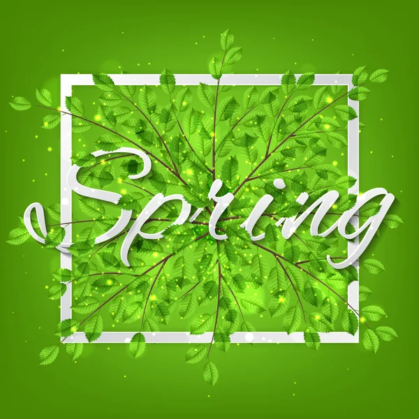 Spring nature banner with tree twigs — Stock Vector