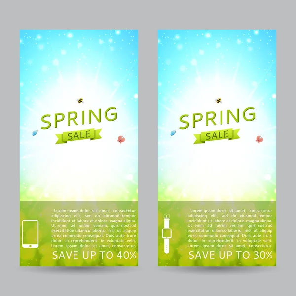 Conjunto de elegantes banners de venta de primavera — Vector de stock