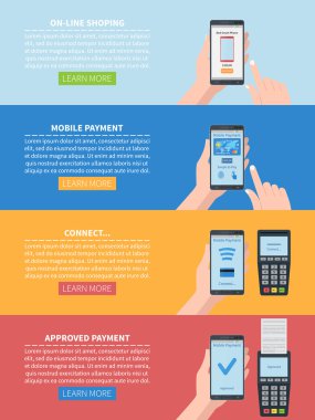 Shoping online yatay afiş kümesi