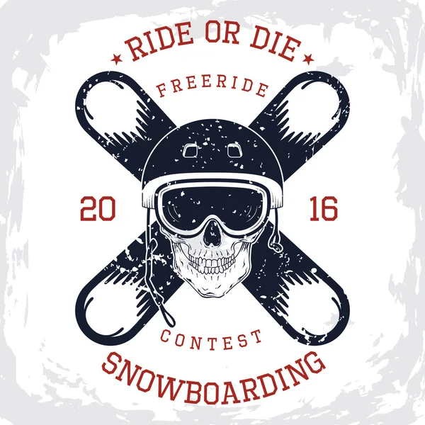 Snowboarding rei t-shirt gráfico — Vetor de Stock