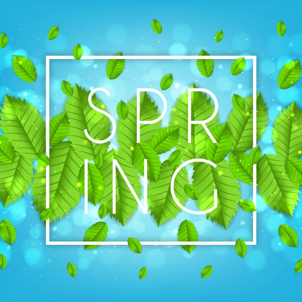 Banner de naturaleza de primavera con hojas — Vector de stock