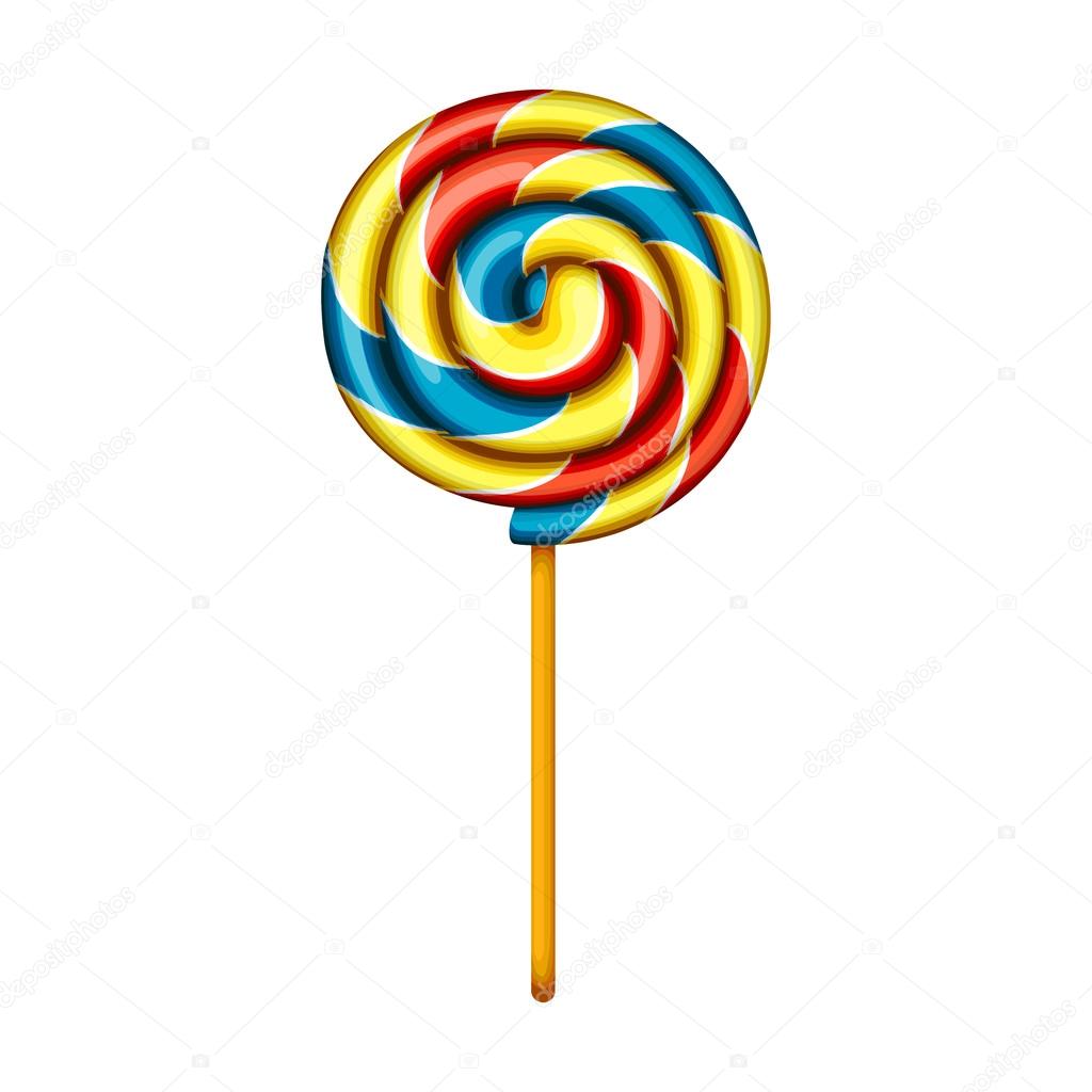 Color realistic swirl candy, candy shop logo, candy icon. Vector illustration.