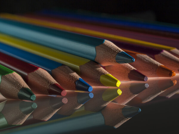 group of colour wooden pencils