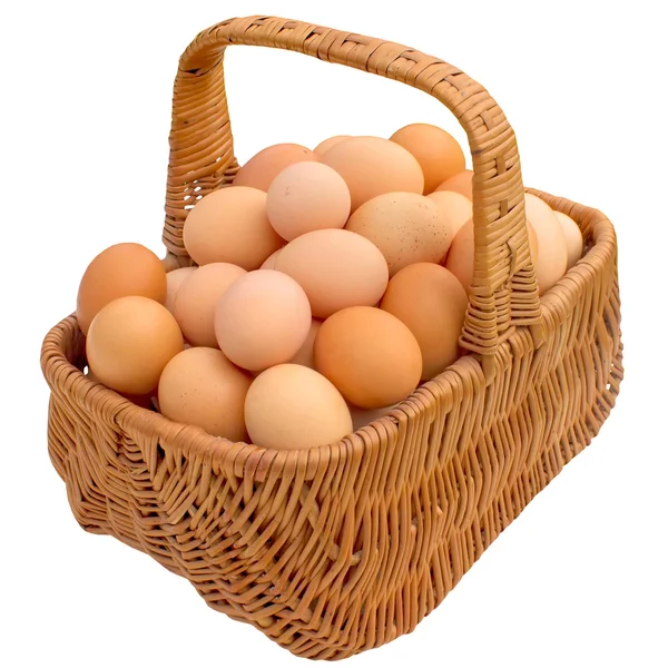 Eggs in basket isolated on white background. — Stock Photo, Image