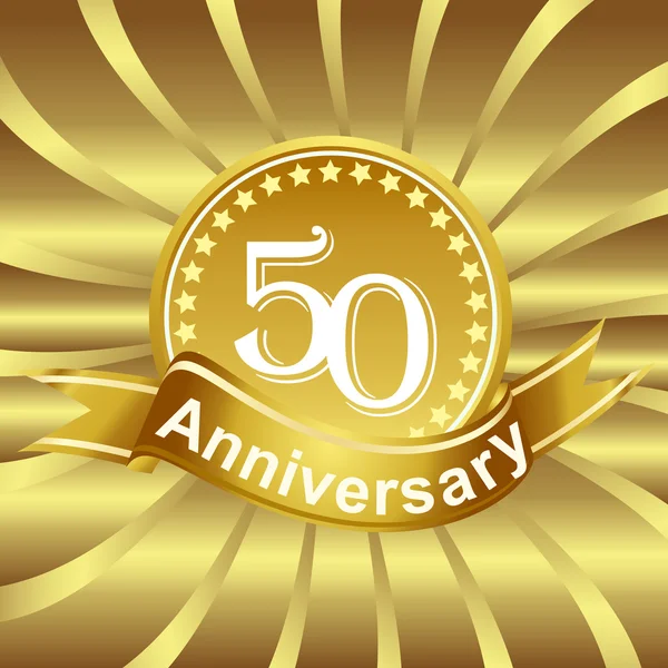 Altın ışık ışınları ile 50 yıldönümü şerit logo.