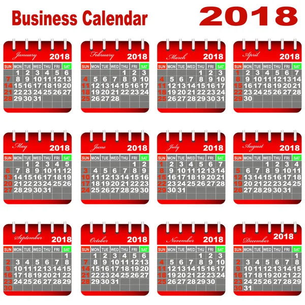 Calendrier des affaires 2018 . — Image vectorielle