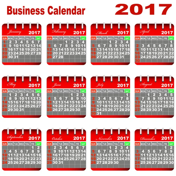 Calendario degli affari 2017 . — Vettoriale Stock