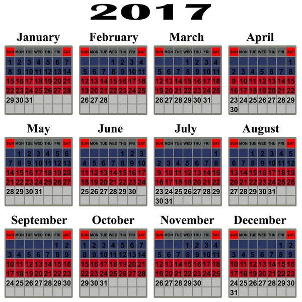 2017年日历. — 图库矢量图片