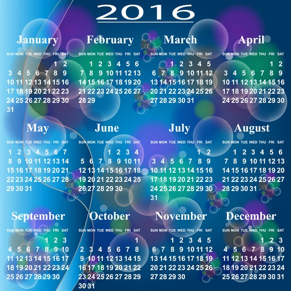 European calendar of 2016. — Stock Vector