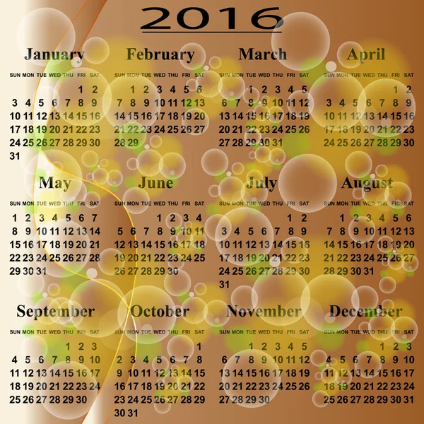 Европейский календарь 2016 года . — стоковый вектор