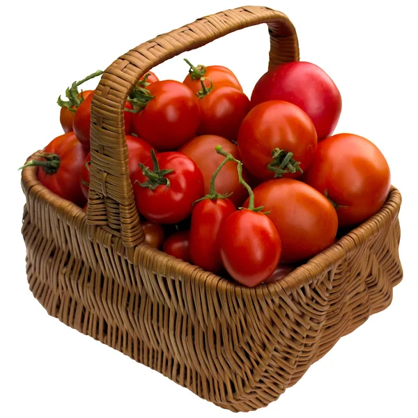 Koš s rajčaty. — Stock fotografie