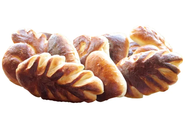 Kanelbullar på vit bakgrund. — Stockfoto