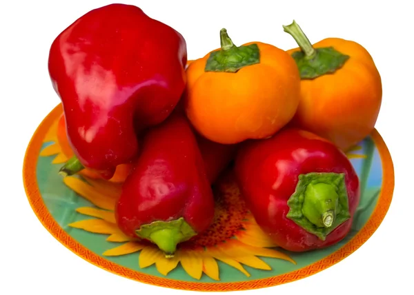 Plate  with  fresh  paprika. — Stock Photo, Image