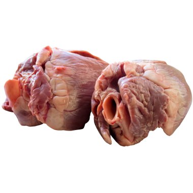 beyaz izole ham sığır eti kalp.