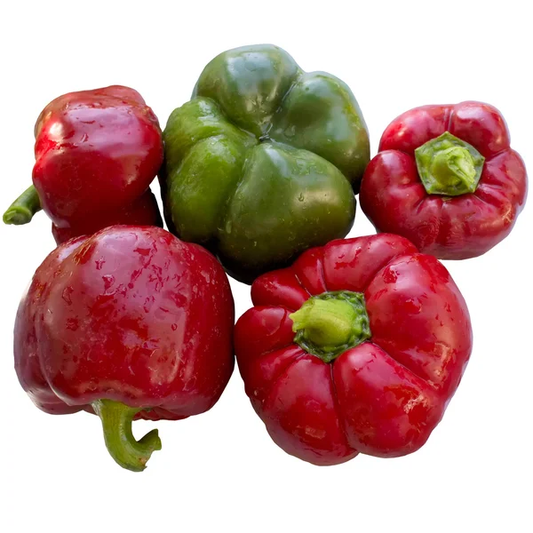 Gekleurde paprika's op witte achtergrond. — Stockfoto