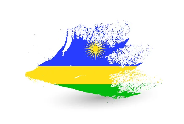 Bendera gaya gambar tangan Rwanda - Stok Vektor