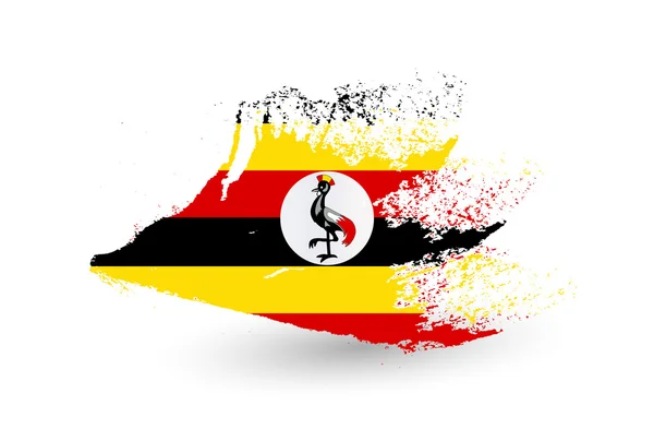 Pincel pintado bandeira de Uganda —  Vetores de Stock