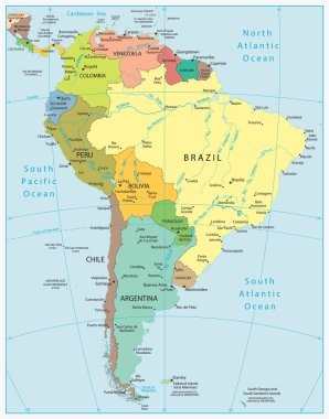 Güney Amerika detaylı harita