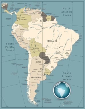 Güney Amerika çok detaylı harita