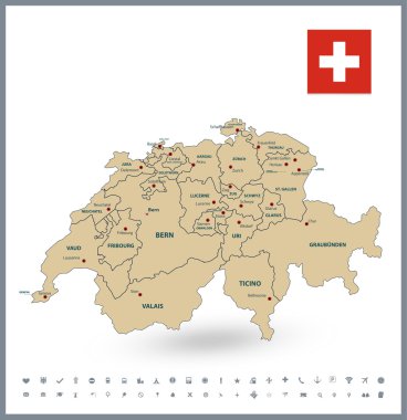 İsviçre harita ve simge simgeler