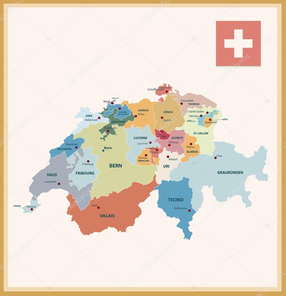mapa politico de suiza