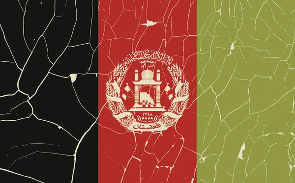 Oude vlag van Afghanistan met fractuur — Stockvector