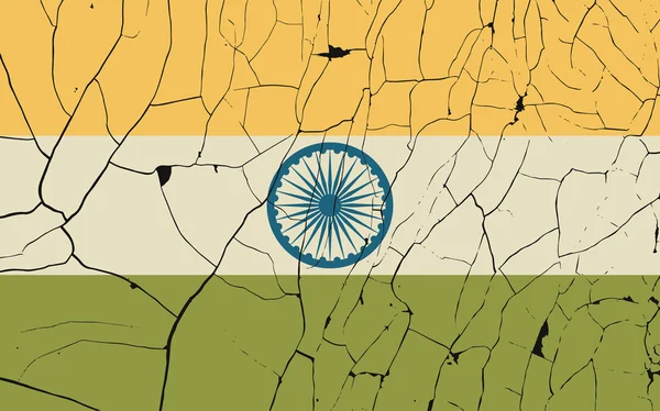 Índia bandeira velha com fratura —  Vetores de Stock