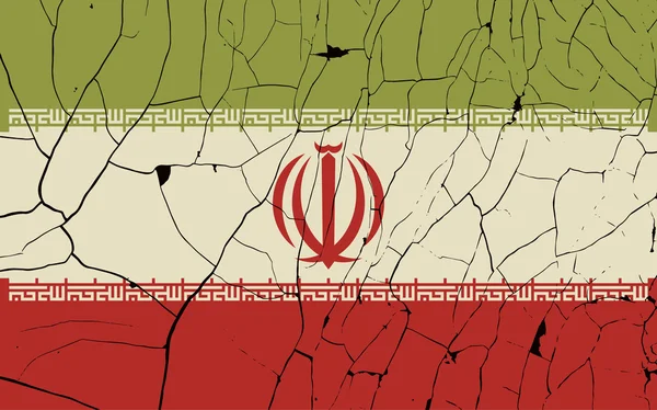 Iran vecchia bandiera con frattura — Vettoriale Stock