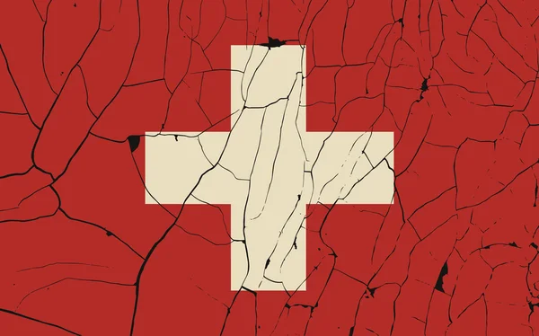 Svájc régi zászlót törés — Stock Vector