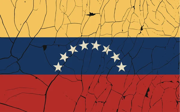 Oude vlag van Venezuela met fractuur — Stockvector