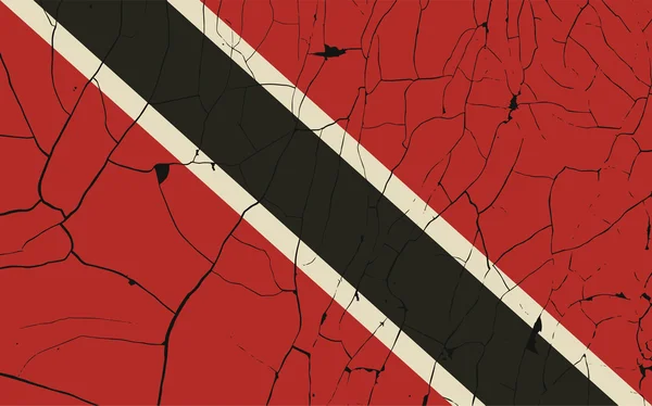 Trinidad y Tobago vieja bandera con fractura — Vector de stock