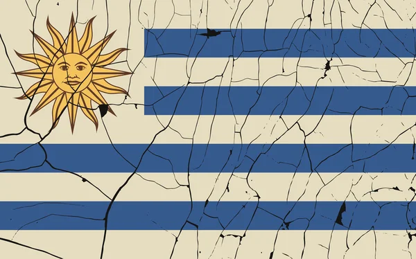 Ancien drapeau Uruguay avec fracture — Image vectorielle