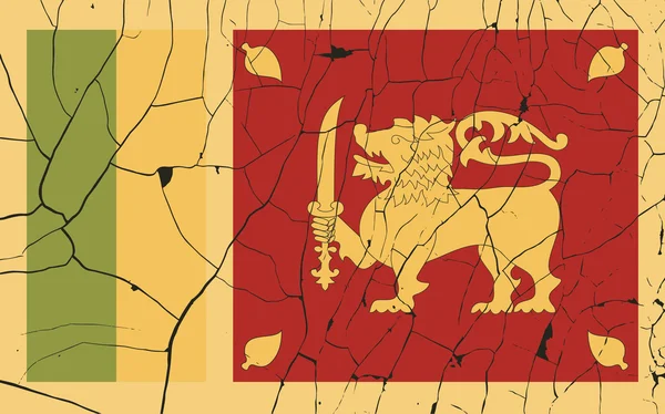 Oude vlag van Sri Lanka met fractuur — Stockvector