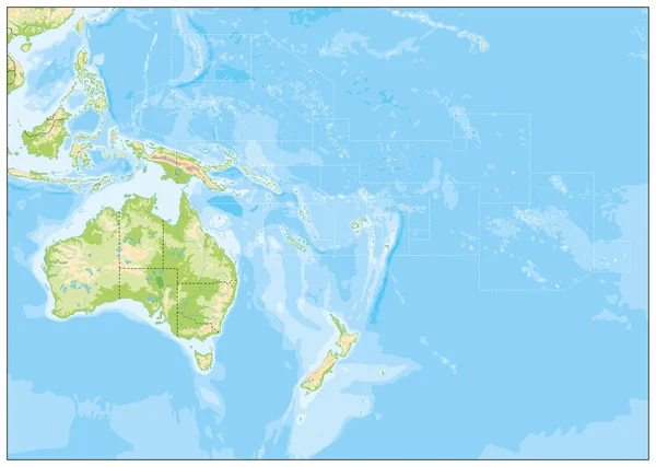 Pusty Relief Mapa Oceanii — Wektor stockowy