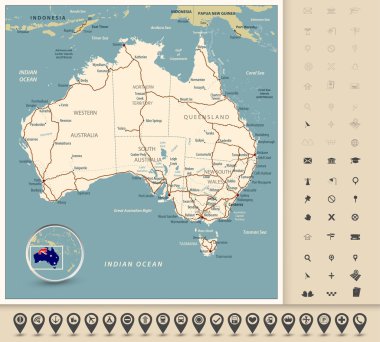 Australia - Highly detailed editable road map clipart