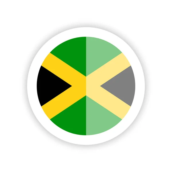 Bandera Jamaica Icono Bandera Redonda — Vector de stock