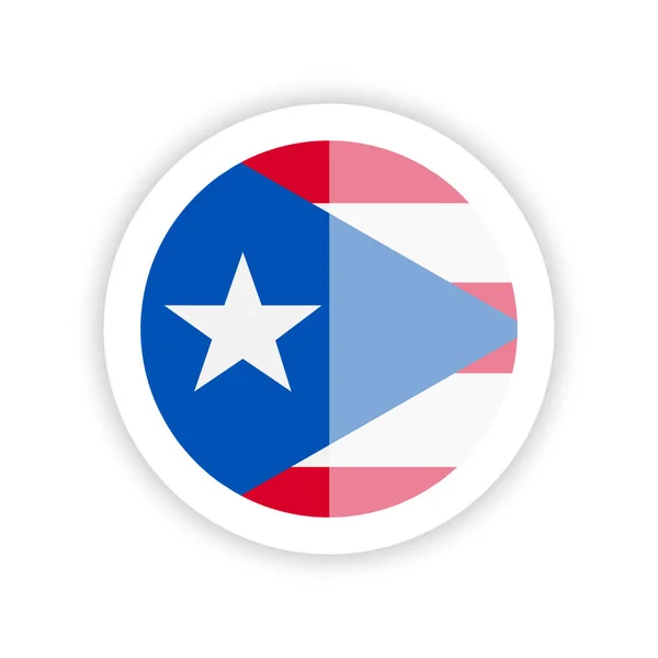 Puerto Rico Zászlója Kerek Lobogó Ikonja — Stock Vector