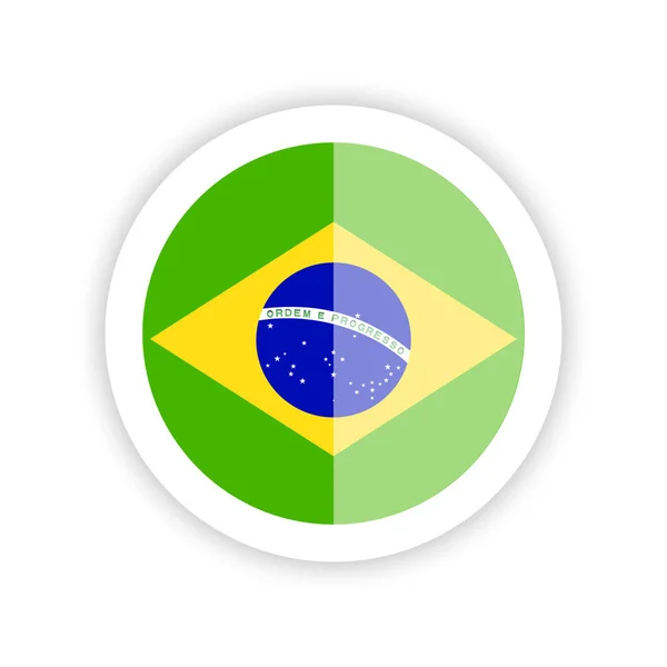 Bandera Brasil Icono Redondo — Vector de stock