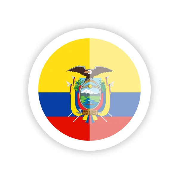 Bandera Ecuador Icono Redondo — Vector de stock