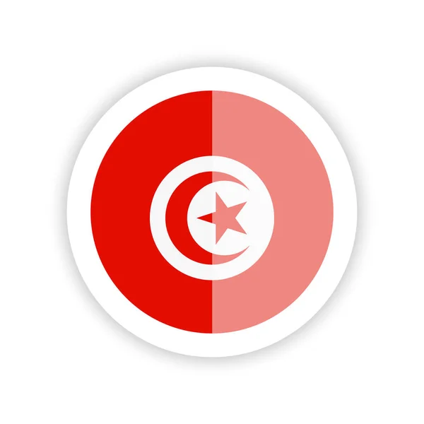 Drapeau Tunisie Icône Ronde — Image vectorielle