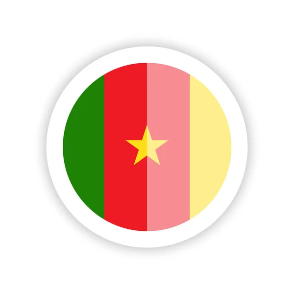Флаг Камеруна Круглый Значок — стоковый вектор