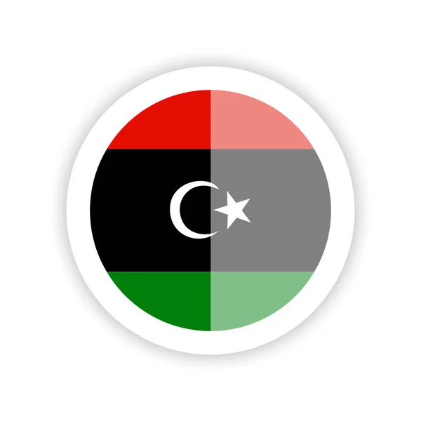 Flagge Libyens Runde Ikone — Stockvektor