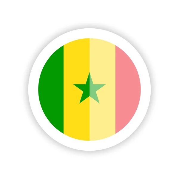 Bandera Senegal Icono Redondo — Vector de stock