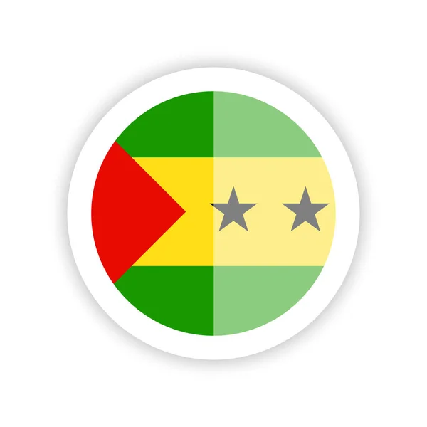 Bandera Santo Tomé Príncipe Icono Redondo — Vector de stock