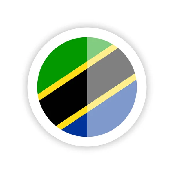 Vlag Van Tanzania Ronde Pictogram — Stockvector