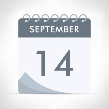 14 Eylül - Takvim Simgesi - Vektör İllüstrasyonu. Gri takvim.