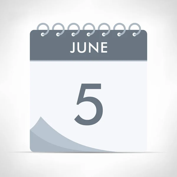 Juni Kalender Ikon Vektor Illustration Grå Kalender — Stock vektor