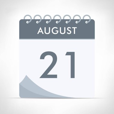 20 Ağustos - Takvim Simgesi - Vektör İllüstrasyonu. Gri takvim.